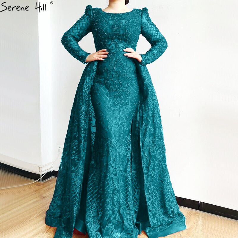 Muslimischen Wein Rot Lange Puff Ärmeln Mit Zug Abendkleider Meerjungfrau Kleider 2025 Formale Kleid Für frau Ruhigen Hill LA70406