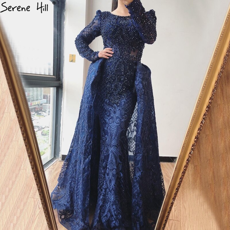 Muslimischen Wein Rot Lange Puff Ärmeln Mit Zug Abendkleider Meerjungfrau Kleider 2025 Formale Kleid Für frau Ruhigen Hill LA70406