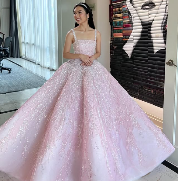 Neue Ankunft Rosa Träger Pailletten Perlen Lange Ballkleid Formale Anlass Kleider Y4918