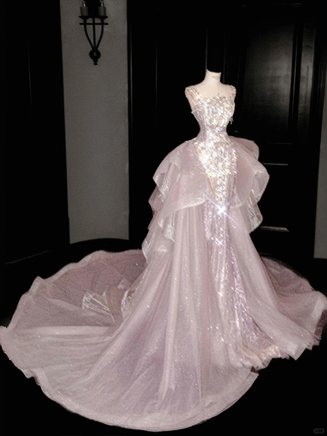 Glamoroso vestido de fiesta de sirena con cuentas de tul lavanda, vestido de noche formal Y8669