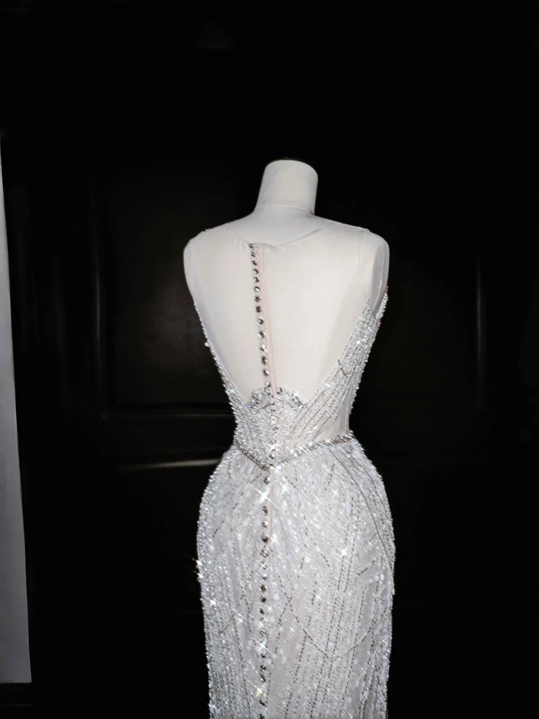Glitter White Tulle Beaded Mermaid Prom Dress Long Evening Dress Wedding Dress Y8666