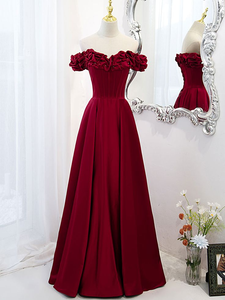 A-Linie Schulterfrei Satin Langes Ballkleid Satin Abendkleid Y6340