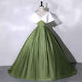Vestido de fiesta de satén blanco y verde, elegante vestido de quinceañera, largo hasta el suelo, vestido de noche verde, vestido de princesa para niñas Y4598