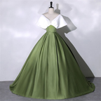 Vestido de fiesta de satén blanco y verde, elegante vestido de quinceañera, largo hasta el suelo, vestido de noche verde, vestido de princesa para niñas Y4598