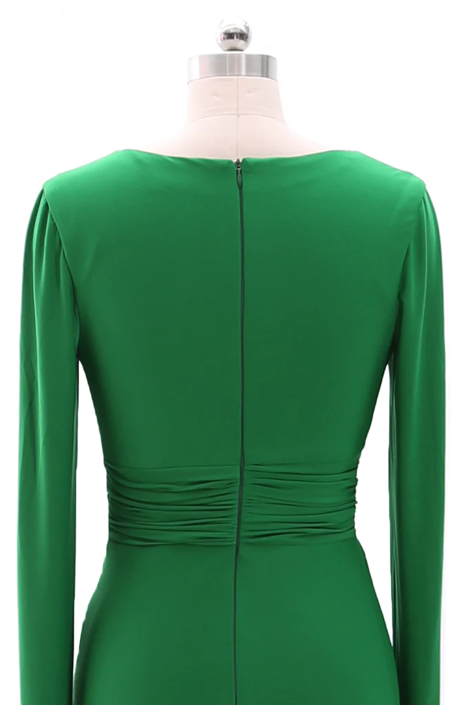 Langes Abendkleid für die Brautmutter für Damen, langärmelig, mit V-Ausschnitt, Y785