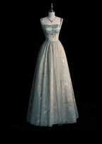 Charmantes Salbeigrünes langes Tüll-Spitzen-Ballkleid A-Linie Party-Abendkleid Y7544