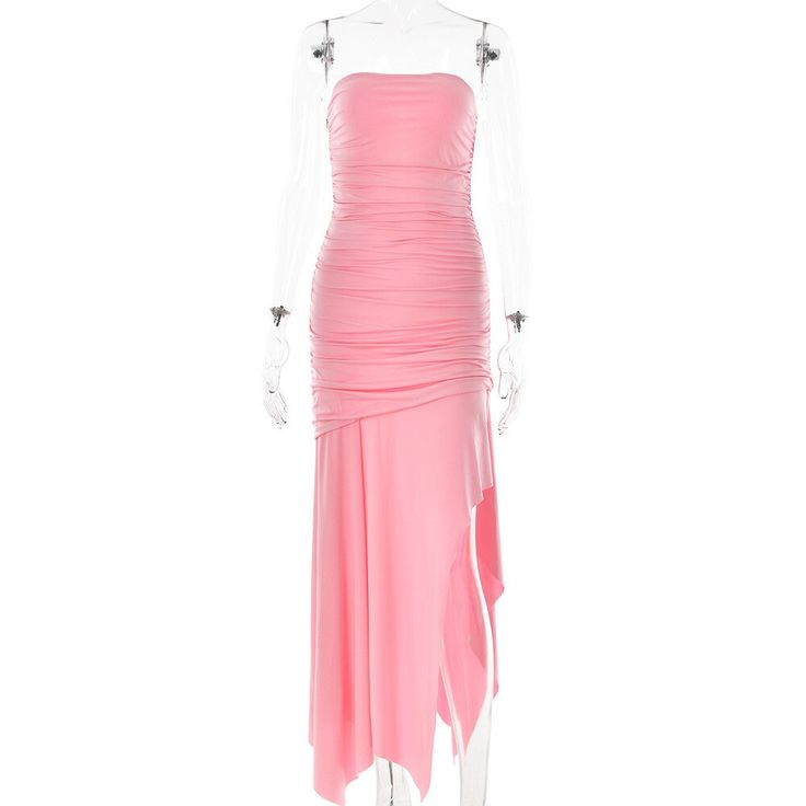 Vestido elegante de mujer, sin tirantes, de cintura alta, para playa, sexy, con espalda descubierta, liso, largo, para fiesta y noche, Y7401