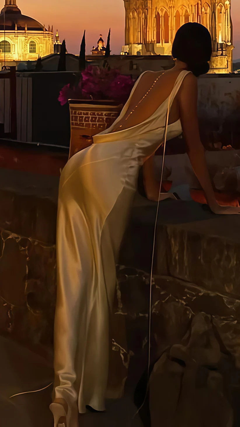 Vestido de fiesta largo de satén con espalda descubierta Y8280