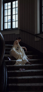 Sexy rückenfreies langes Ballkleid aus weißem Satin mit langen Ärmeln Abendkleid Y2080