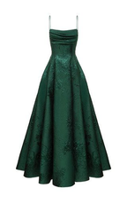Smaragdgrünes A-Linie Spaghettiträger Ballkleid, Schickes Abendkleid Y1799