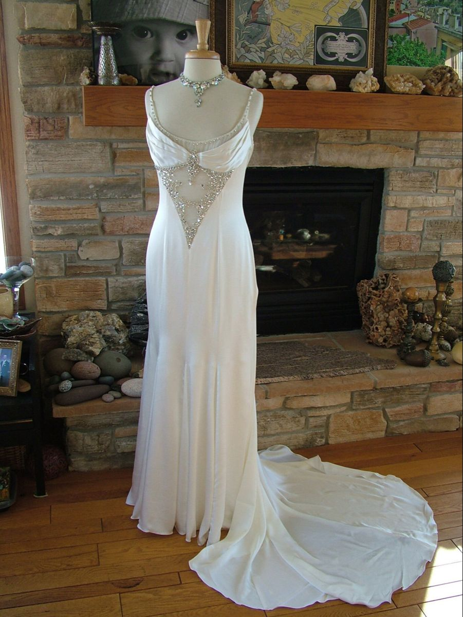 Vestido de novia largo blanco brillante, vestido de invitada de boda Y4399