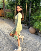 Vestido corto verde salvia con mangas largas para fiesta de bienvenida, sexy, Y1913