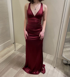 Vestido de noche de satén con espalda de tiras y encantador vestido formal Y2927