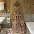 Vestido de noche con volantes, vestido de corte A escalonado, vestido de fiesta de tul, vestido sexy, vestido hecho a medida Y4665