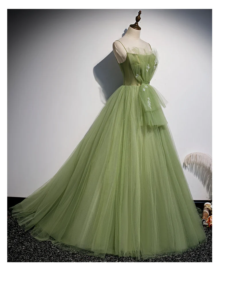 Girls Formal Evening Dress Women's Prom Dresses Party Graduation Gowns Long Green Party Dresses Y4379
