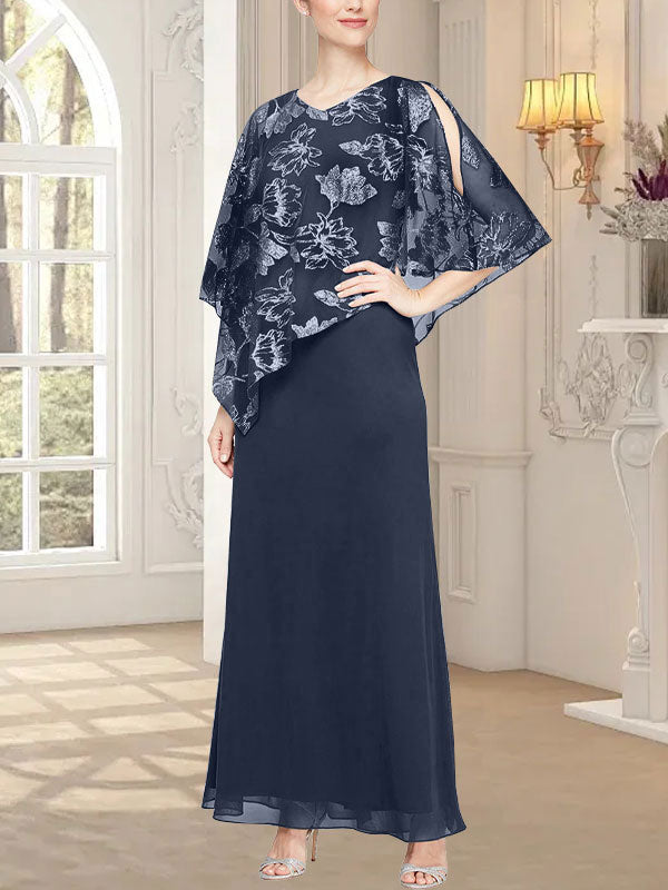 Vestido largo de malla brillante con corpiño asimétrico superpuesto novedoso
