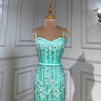 En oferta, sin devolución ni reembolso.Vestido de noche elegante de sirena azul marino de lujo con encaje y tirantes finos y cuentas 2025 para mujer, fiesta LA6105