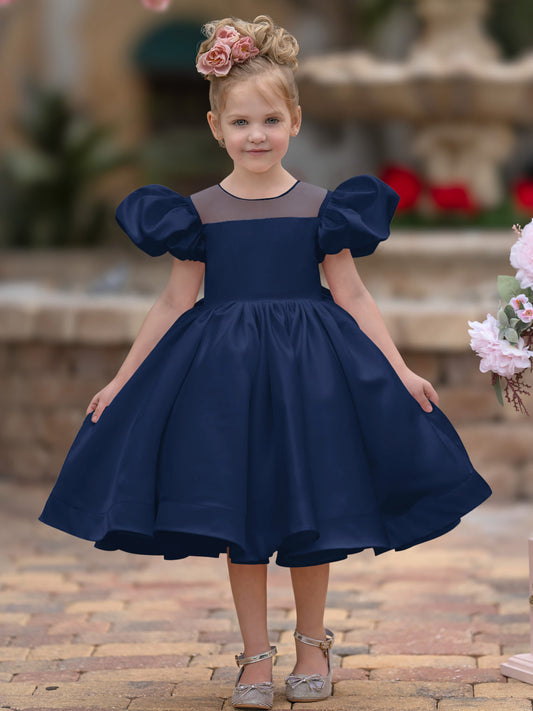 Duchesse-Linie/Princess-Linie Satin Knielang Blumenmädchenkleid 
