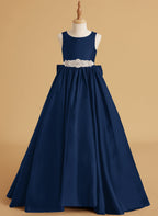 Duchesse-Linie/Princess-Linie Satin Sweep/Pinsel zug Blumenmädchenkleid 