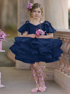 Vestido de fiesta/princesa de tul hasta la rodilla para niña de las flores de cumpleaños
