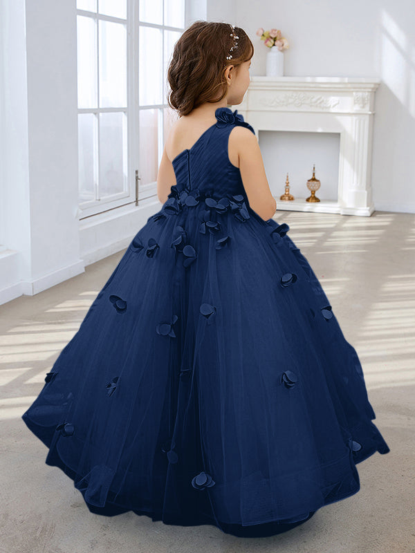 Duchesse-Linie/Princess-Linie Tüll Bodenlang Blumenmädchenkleid 