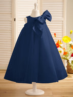 Vestido de tul con lazo grande y corte A hasta la rodilla para niña pequeña