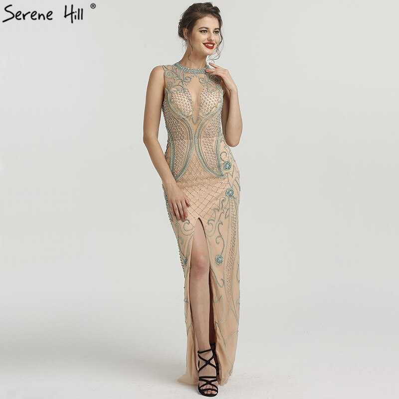 En oferta, sin devolución ni reembolso. Nuevos vestidos de noche de lujo con cuentas de diamantes 2025, vestidos de noche sexis de moda de sirena con ilusión sin mangas LA6578. 