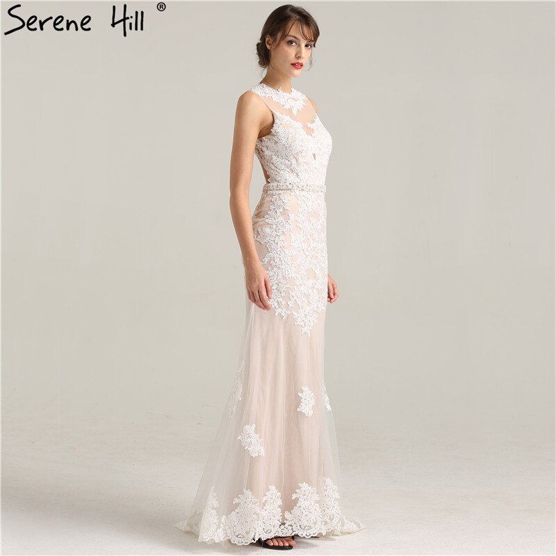 En oferta, sin devolución ni reembolso. Nuevo vestido de noche elegante y sexy de sirena con cuello redondo y bordado de perlas de tul. Foto real 2025 LA6228.