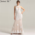 On Sale no return no refundSale New O-Neck Mermaid Elegant Sexy Evening Gowns Fashion Embroidery Pearls Tulle Evening Dress 2025 Real Photo LA6228