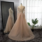 Nude Luxury Muslim Mermaid Evening Dresses Gowns 2025 Beaded Overskirt Elegant For Women Party LA71597