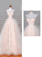Vestido de novia elegante de tul rosa claro, corte A, vestido de noche formal para graduación Y8623