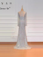Mermaid Formal Evening Dresses Long Sleeves Beading Evening Gowns LA6506