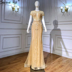 Luxury Sleeveless full diamond o neck  Sexy Evening Dresses Dubai Design LA60742