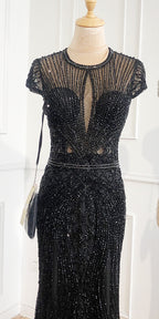 Luxury Sleeveless full diamond o neck  Sexy Evening Dresses Dubai Design LA60742