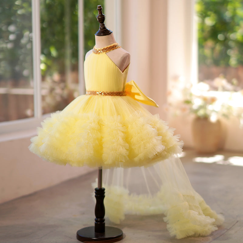 Knielanges Baby-Mädchenkleid mit Tüllärmeln 