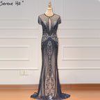 Luxury Sleeveless full diamond o neck  Sexy Evening Dresses Dubai Design LA60742