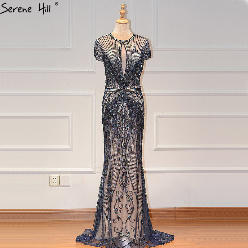 Luxus Ärmelloses Volldiamant-O-Ausschnitt Sexy Abendkleider Dubai Design LA60742