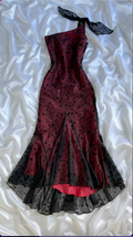 Elegante vestido de noche estilo sirena burdeos con un solo hombro, vestido formal de fiesta Y8296