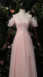 Elegantes Rosa Off The Shoulder Ballkleid, Rosa Abendkleid Y1898