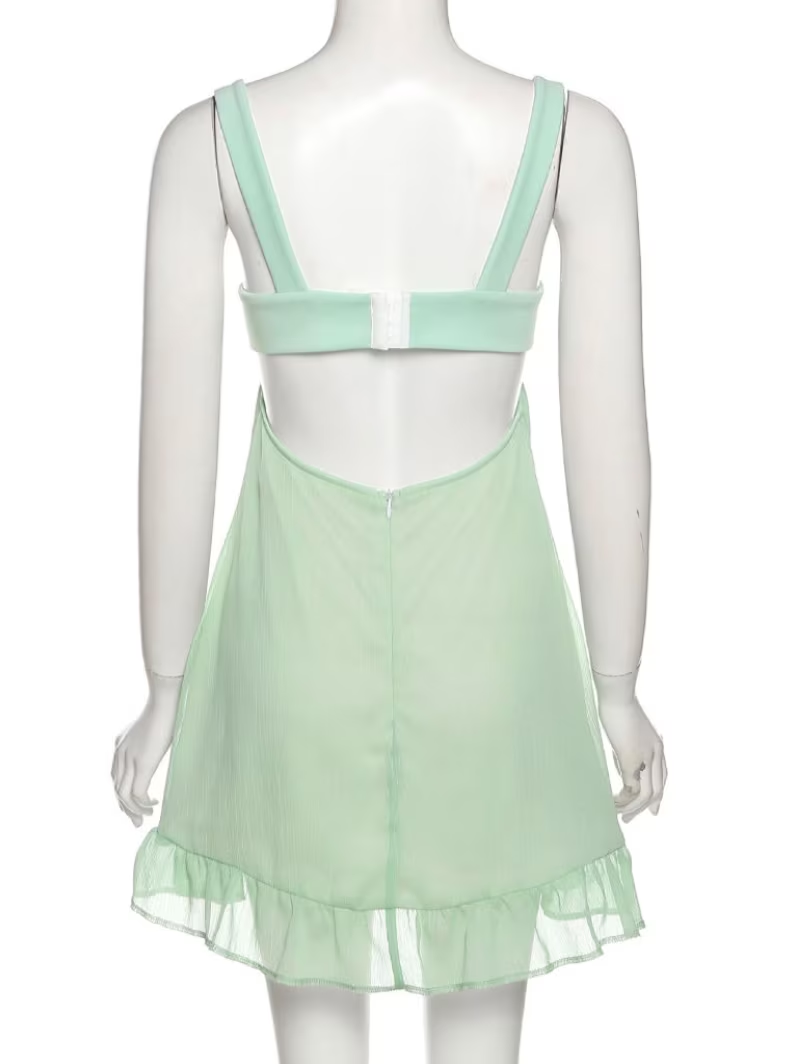 Grünes A-Linie Mini Homecoming Kleid, rückenfreies Partykleid, Y2510