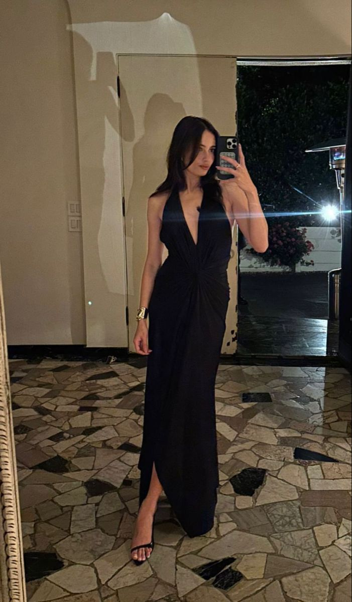 Vestido de noche largo sin mangas negro elegante, vestido de fiesta negro de moda Y4871