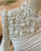 Muslimisches Hochzeitskleid mit langen Ärmeln und Perlen, Chiffon-Applikationen, lange, plissierte Brautkleider Y6727