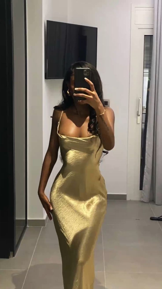 Vestido de noche sencillo y ajustado para chicas negras Y5345