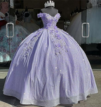 Vestido de fiesta azul con hombros descubiertos, vestido de fiesta brillante con flores S26908