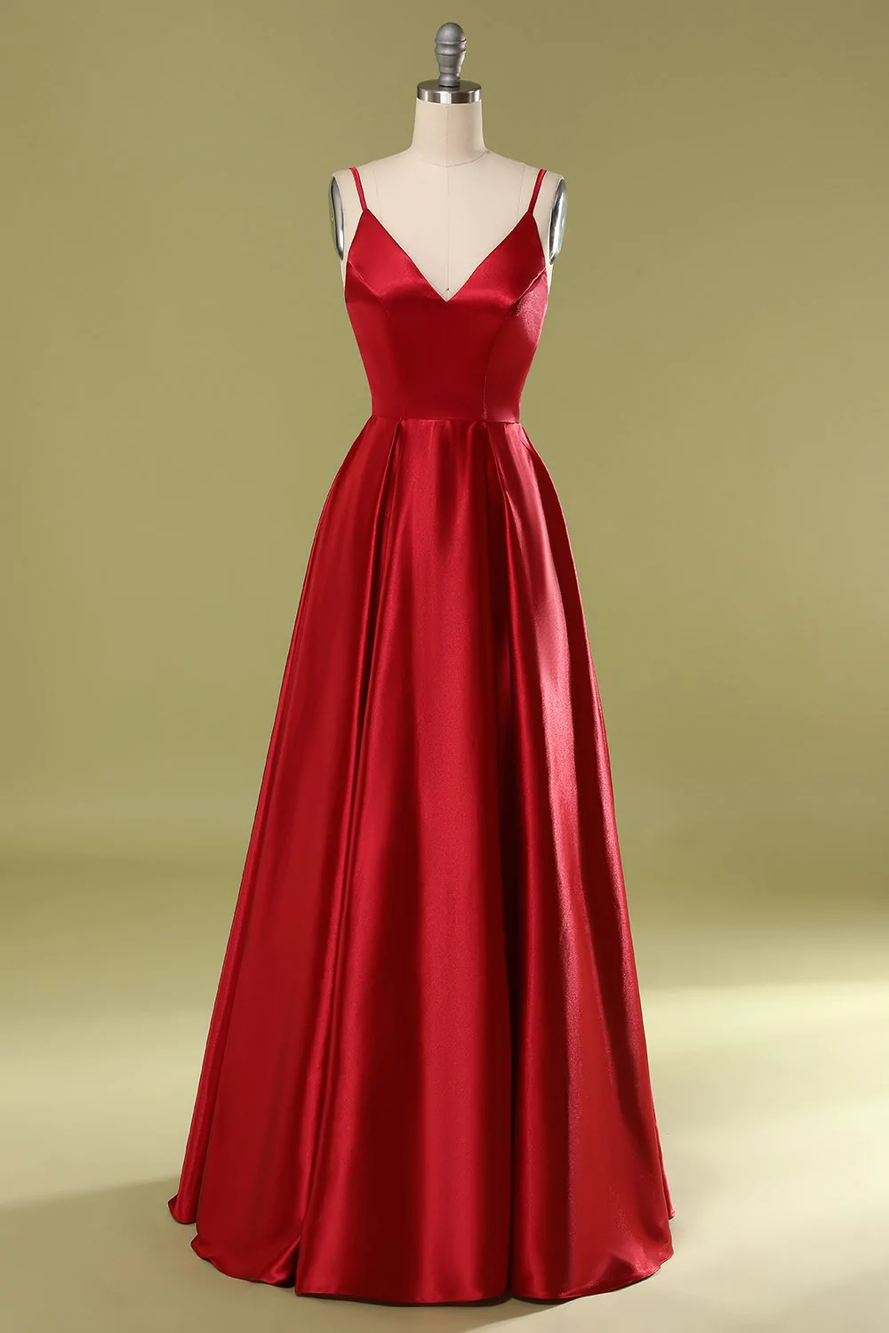 A-Linie V-Ausschnitt Satin Ballkleider Formelle Abendkleider Y806