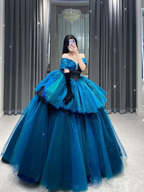 Fantástico vestido de fiesta con hombros descubiertos, vestido de princesa, vestido de fiesta de 18 cumpleaños Y4385
