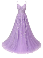 Vestidos de fiesta largos con apliques de encaje de tul para mujer 2025, tirantes finos, corte A, vestidos de noche para cóctel Y6762