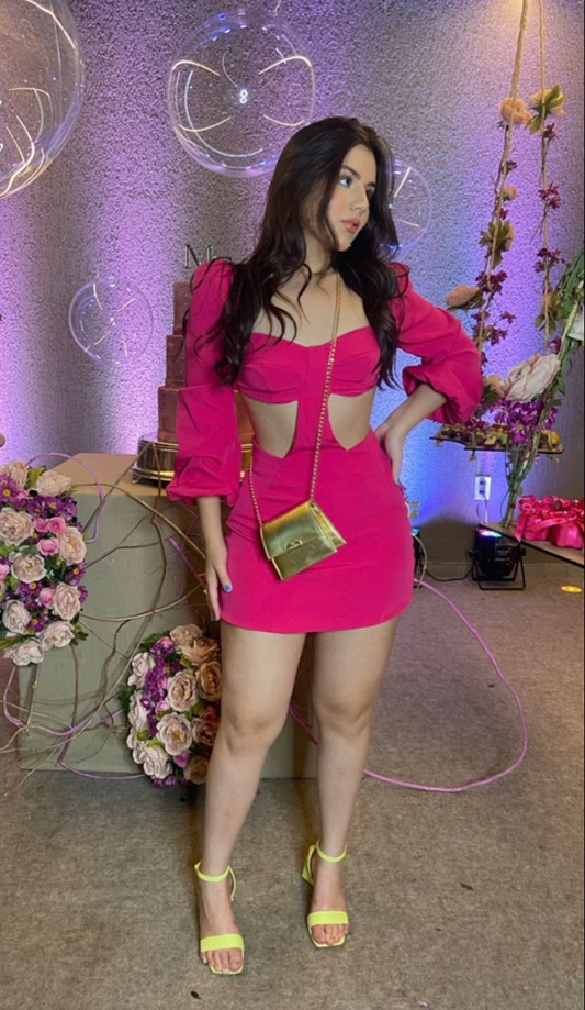 Vestido de fiesta sexy con escote en la cintura y mangas largas Y2487