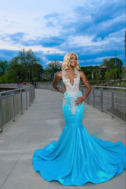 Luxuriöses ärmelloses Abendkleid im Meerjungfrauen-Stil Y6552