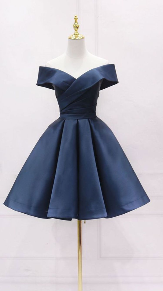 Vestido corto azul marino sencillo con volantes para fiesta de bienvenida, hecho a medida, para mujer, vestido de graduación corto Y2123